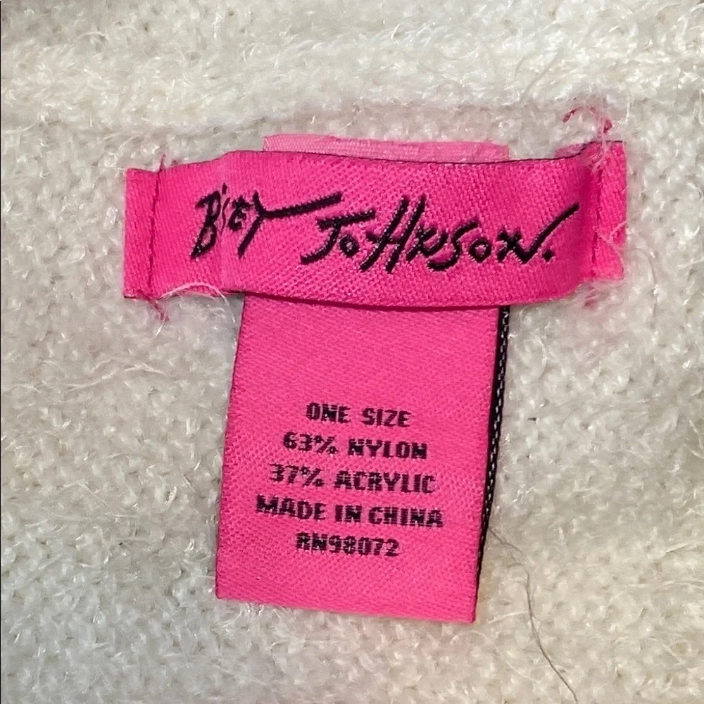 Betsey Johnson Cream Knit Infinity Scarf with Pearl and silver beads